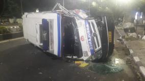 108-ambulance-collides-with-road-accident-in-adyar-driver-nurse-injured