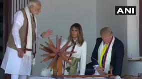 president-donald-trump-and-first-lady-melania-trump-spin-the-charkha-at-sabarmati-ashram