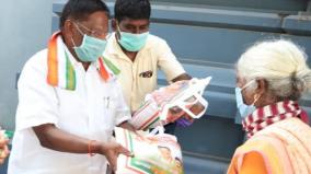 puduchery-cm-narayanasamy-provides-free-rice