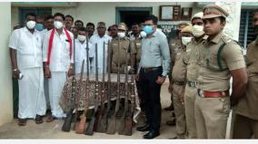 handing-over-of-10-unlicensed-country-guns-in-hosur-forest-villages-district-forest-department-action