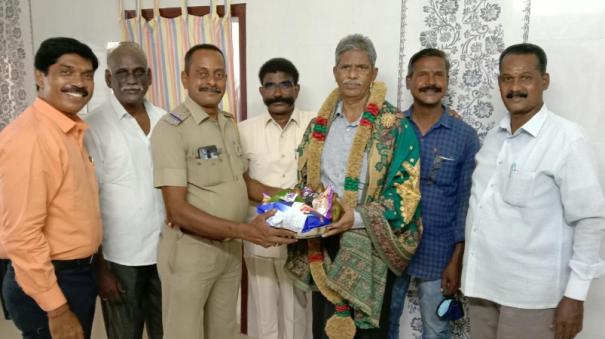 Police men helps another police family