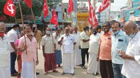 marxist-communist-party-protest-seeking-transport-facility-to-kerala