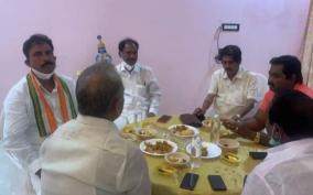 bjp-congress-mlas-eating-together-in-puduchery