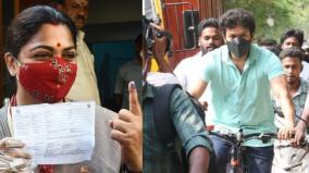 don-t-tie-the-story-about-actor-vijay-coming-on-a-bicycle-and-voting-khushboo-interview