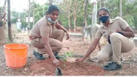 female-police-planting-saplings-at-work-places-at-their-own-expense