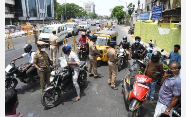 ஊரடங்கை நடைமுறைப்படுத்த இரண்டாவது நாளாக சென்னையில் போலீஸார் தீவிர நடவடிக்கை