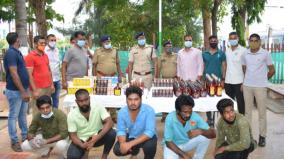 8-arrested-for-smuggling-bottles-of-liquor-from-karnataka-to-tirupattur-district-railway-police-action