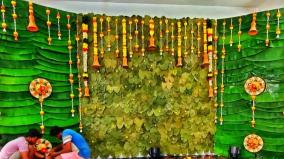 government-school-students-designing-the-stage-with-leaves-for-their-school-teacher-s-home