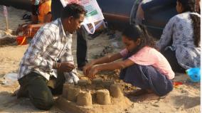 sand-sculpture-making-competition-at-pandi-marina-beach-children-who-participated-with-interest