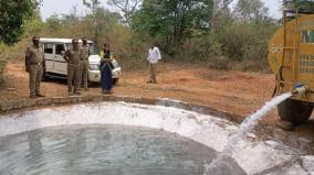 summer-starts-jawalagiri-forest-area-water-tank-filling-process-going-on-district-forest-officer-inspect