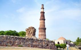 bjp-cadres-urges-reinstall-hindu-temples-in-qutub-minar-delhi
