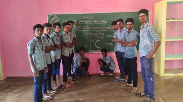 Mamandur Government High School Students painting their classrooms 