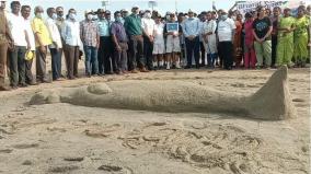 cleaning-work-at-dhanushkodi-beach-on-the-eve-of-world-environment-day-the-sea-cow-sand-sculpture-that-attracts-tourists