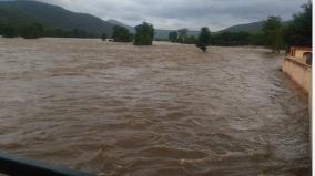 the-flow-of-water-in-hogenakkal-cauvery-river-crossed-1-lakh-cubic-feet-per-second