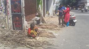 aadi-tamil-month-starting-vadha-sticks-are-sold-in-karur-for-roasting-coconuts