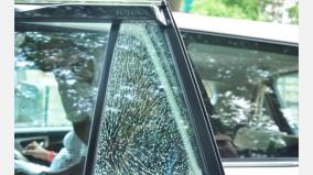 puducherry-state-bjp-leader-car-window-broken