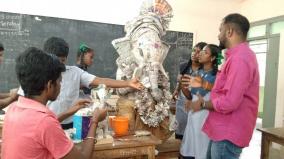 ganesha-idol-made-from-20-kg-paper-govt-school-children-in-a-week