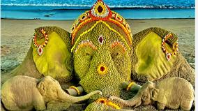 ganesha-chaturthi-sand-sculptor-sudarsan-patnaik-carved-vianyagar-statue-in-sand