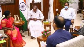 chief-minister-rangasamy-consults-with-governor-tamilisai-on-power-sector-issue