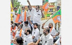 union-level-bjp-protest-on-tn-arrangement-to-meet-pm-of-large-crowd