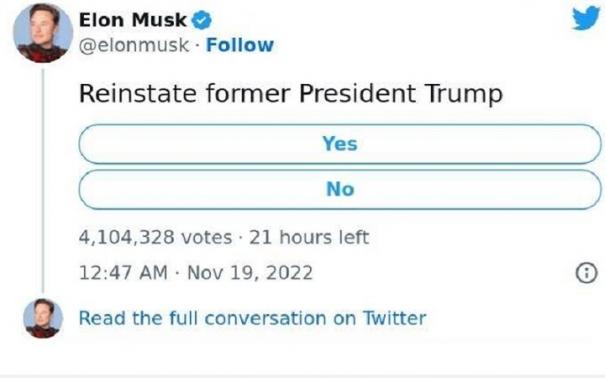 Reinstate Donald Trump On Twitter? Elon Musk's Latest Poll