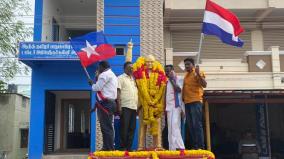 vck-party-oppose-to-bjp-members-who-came-to-garland-the-statue-of-ambedkar