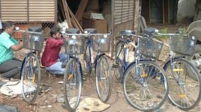 virudhachalam-free-bicycle-provided-to-government-school-students-at-iron-shop