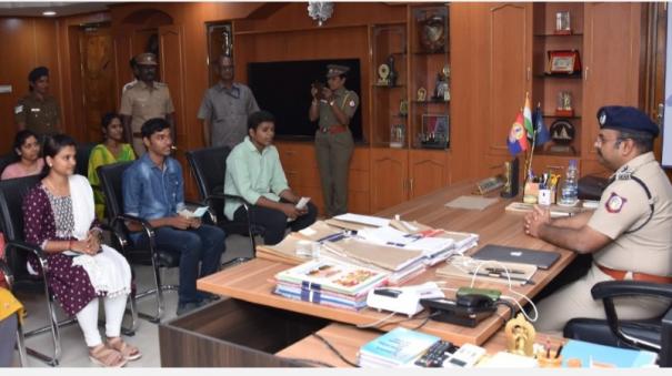 High score in Plus 2 General Examination: Madurai Police Commissioner praises police family students