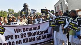 opposition-parties-protest-outside-parliament-demanding-inquiry-into-adani-issue
