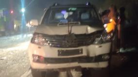 karti-chidambaram-car-was-damaged-when-a-car-hit-a-mini-bus-and-was-thrown