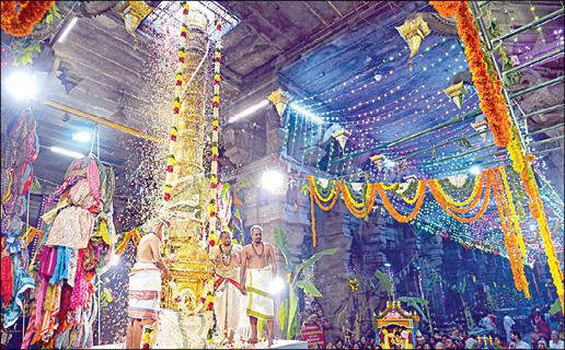 Brahmotsava Flag Hoisting at Kalahasti Shiva Temple - Large number of devotees participate