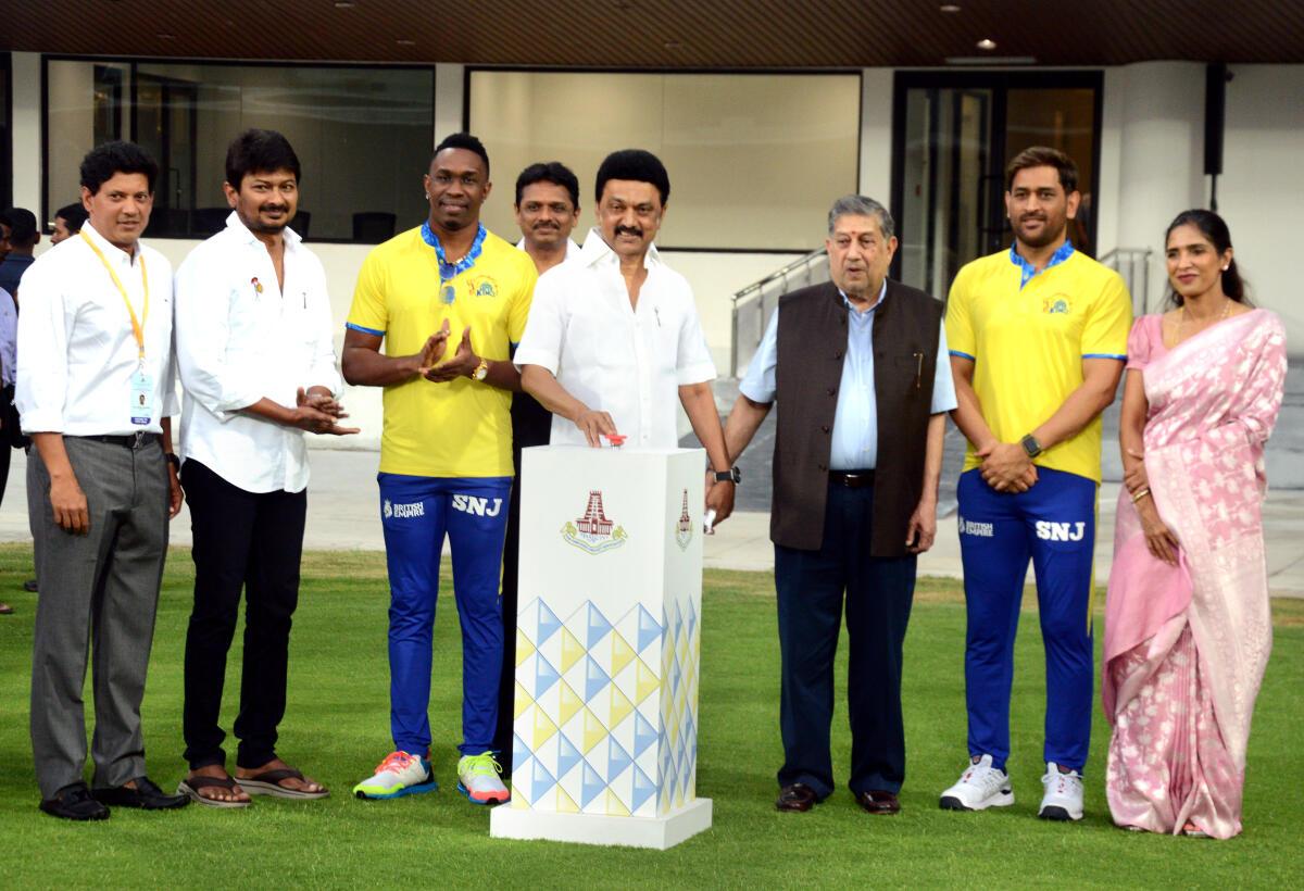 The Chief Minister inaugurated a new gallery named after Karunanidhi at the Chepakkam Cricket Ground