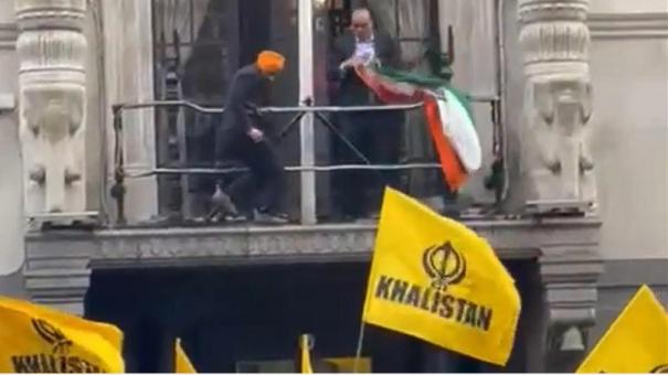 லண்டனில் மூவர்ணக் கொடியை அகற்றிய காலிஸ்தான் ஆதரவாளர்கள்: பிரிட்டனுக்கு இந்தியா கண்டனம்