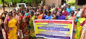 fulfill-the-election-promise-anganwadi-workers-protest-by-wearing-black-cloth-over-their-eyes