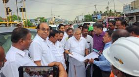 union-minister-of-state-vk-singh-inspects-flyover-works-at-ambur