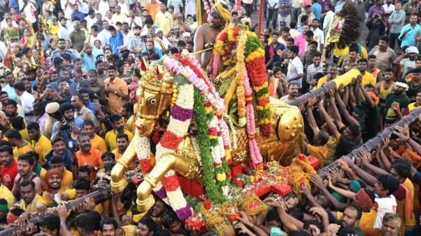 Aadi festival flag hoisting at Madurai Kallazhagar temple today