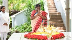 president-dravupati-floral-tributes-at-the-aurobindo-samadhi