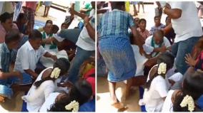 the-panchayat-secretary-kicked-the-questioner-in-the-srivilliputhur-gram-sabha-meeting