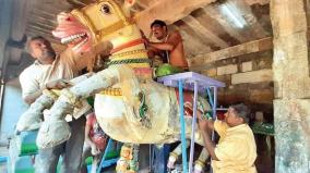 deepa-festival-work-of-repairing-the-swami-vahan-at-the-annamalaiyar-temple-is-on-full-swing