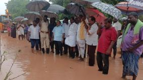 minister-c-v-ganesan-ordered-to-drain-the-rain-water-accumulated-in-panrutti