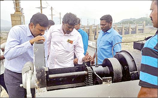 Water Resources Department inspection in Mettur Dam overflow drain area