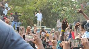 vijay-meets-fans-after-starting-political-party-traffic-pondy-cuddalore-road