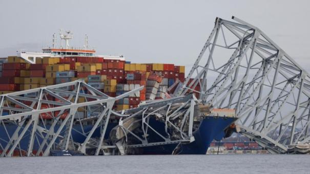 US ship collides with baltimore bridge collapse accident 22 Indian sailors safe