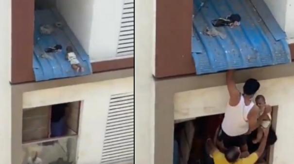 7-month-old baby who fell from the 4th floor of an apartment near Chennai was rescued safely