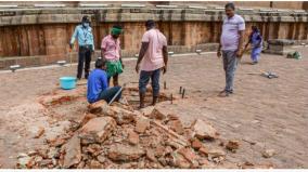 asi-carrying-out-maintenance-work-on-the-tanjore-big-temple-tn-govt