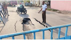 motorists-are-scared-because-of-a-sudden-5-feet-sinkhole-on-kodambakkam-road