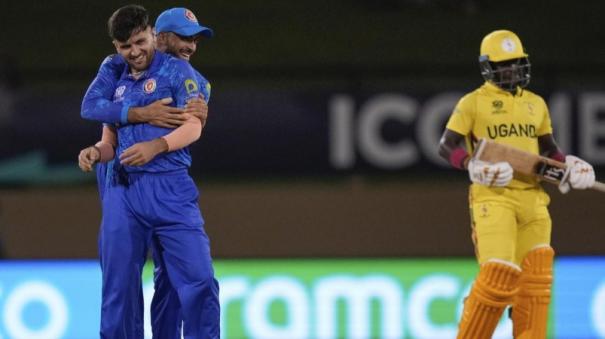 Fazalhaq Farooqi helps afghanistan won uganda in t20 wc match