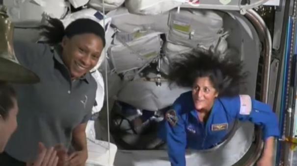 Sunita Williams celebrates International Space Station entry