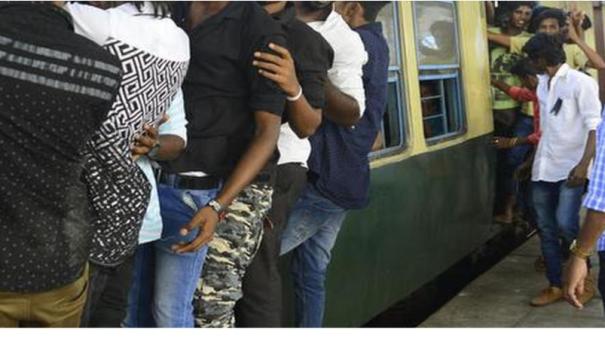 College students adventure on an electric train