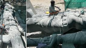 24-feet-karuppanaswamy-statue-is-single-stone-to-be-prepared-on-palani
